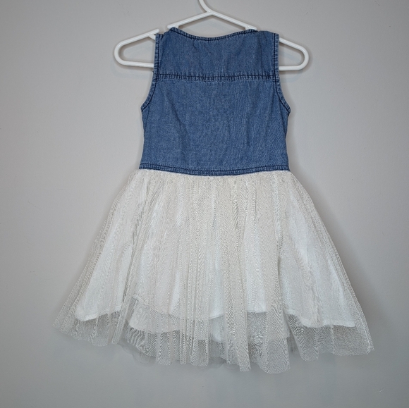 Guess 4 girl Denim Tie Front Diamond Button Tulle Skirt Dress Western - Picture 2 of 4